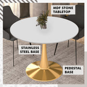 Bristol 40" Round Dining Table with MDF Wood Tabletop in Gold Steel - Elax Furniture