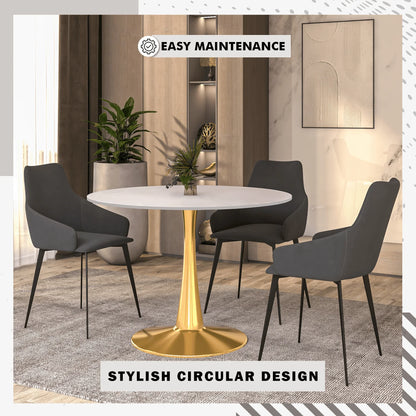 Bristol 40" Round Dining Table with MDF Wood Tabletop in Gold Steel - Elax Furniture