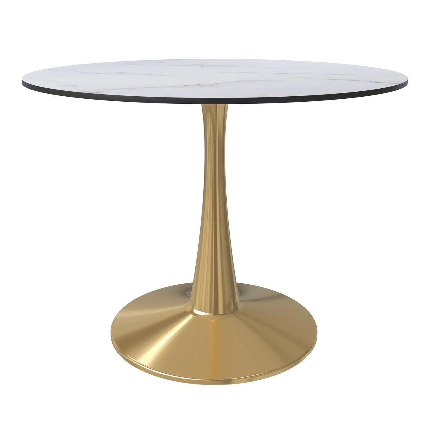 Bristol 40" Round Dining Table with MDF Wood Tabletop in Gold Steel - Elax Furniture