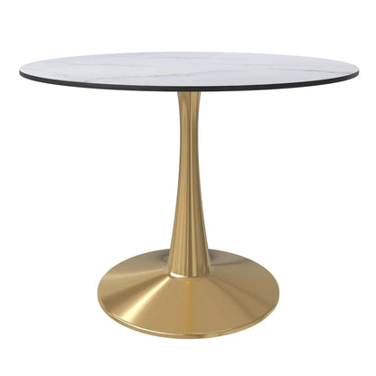 Bristol 40" Round Dining Table with MDF Wood Tabletop in Gold Steel - Elax Furniture