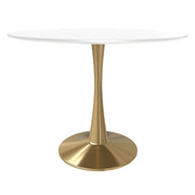 Bristol 40" Round Dining Table with MDF Wood Tabletop in Gold Steel - Elax Furniture