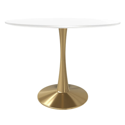 Bristol 40" Round Dining Table with MDF Wood Tabletop in Gold Steel - Elax Furniture