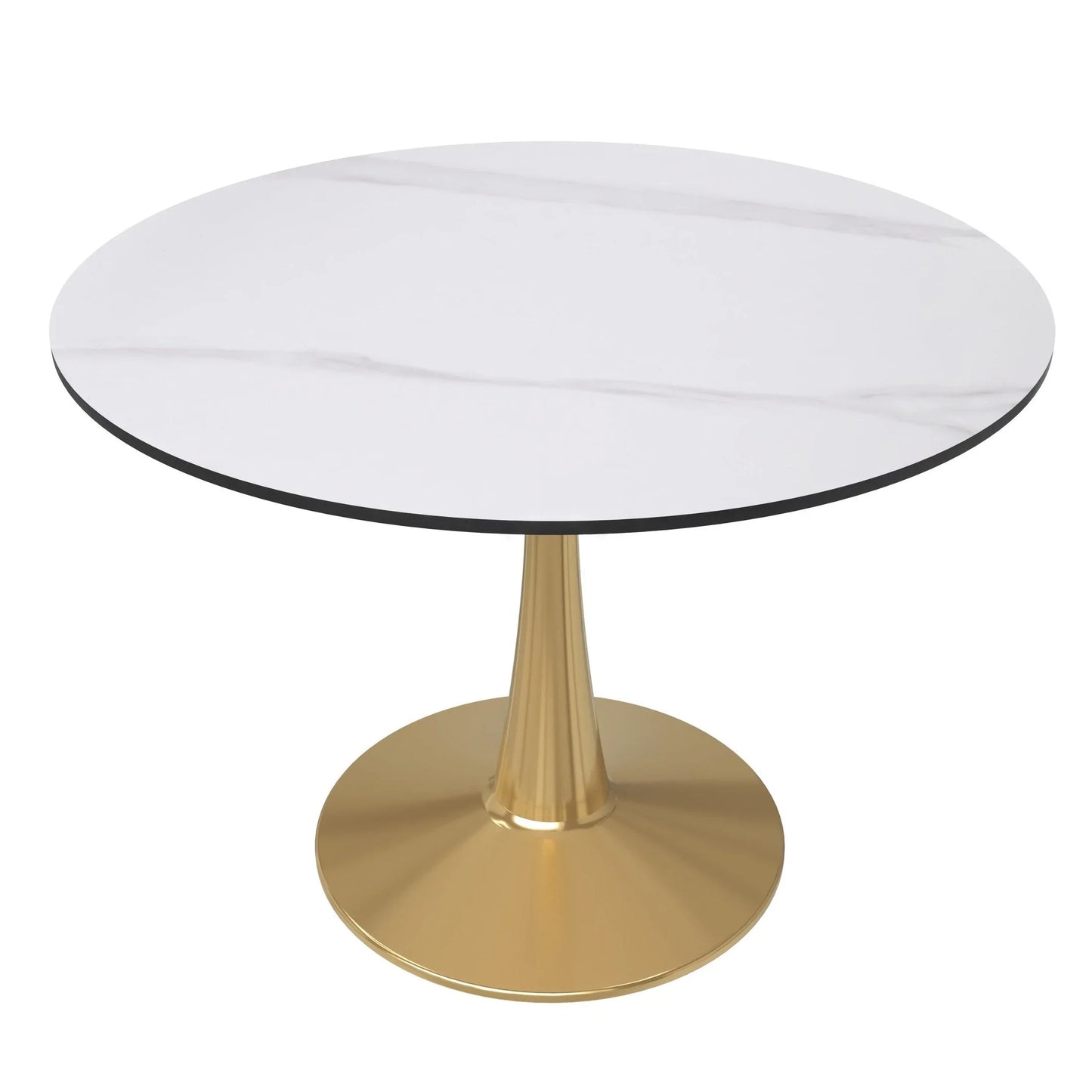 Bristol 40" Round Dining Table with Sintered Stone Tabletop in Gold Steel - Elax Furniture
