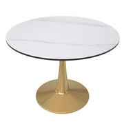 Bristol 40" Round Dining Table with Sintered Stone Tabletop in Gold Steel - Elax Furniture