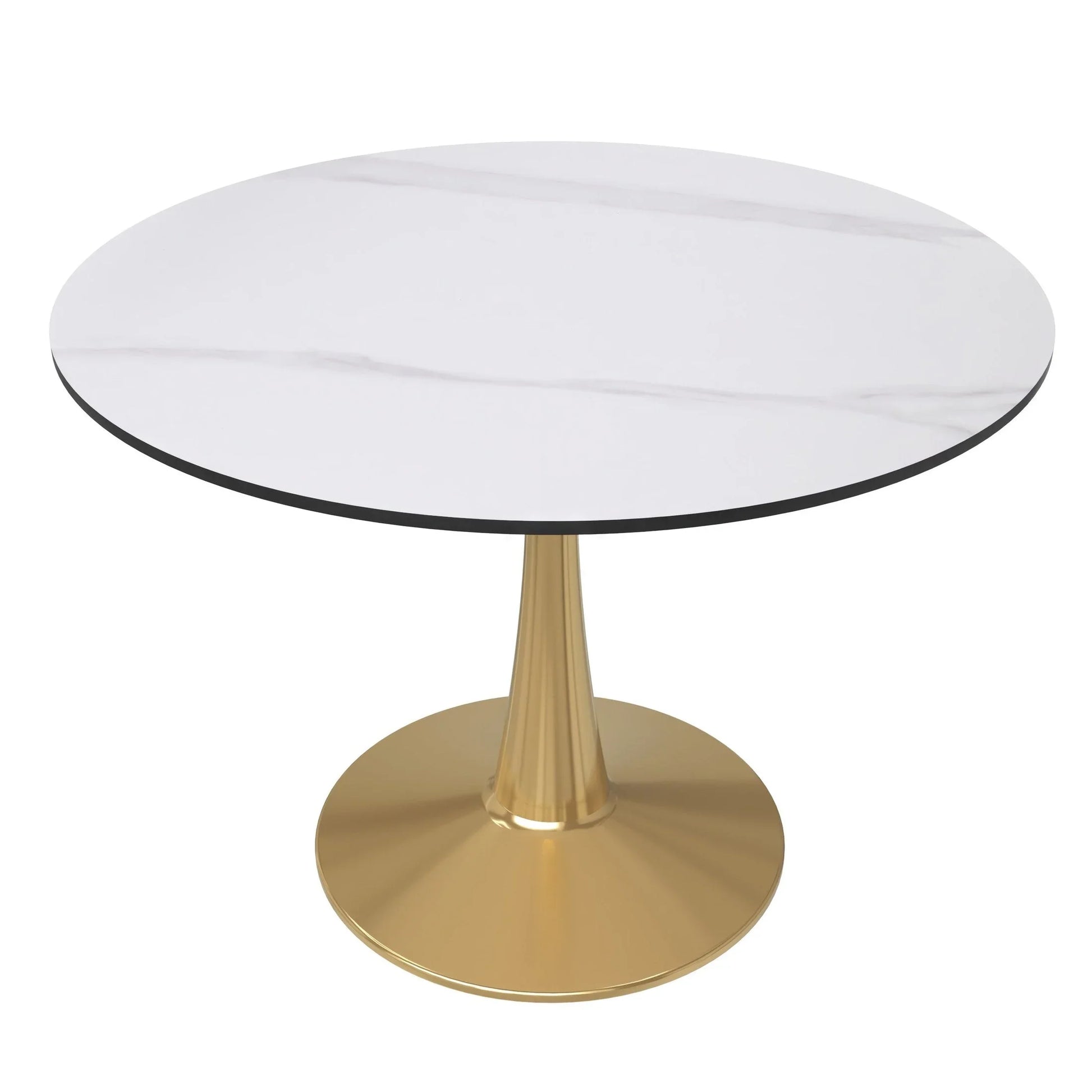 Bristol 40" Round Dining Table with Sintered Stone Tabletop in Gold Steel - Elax Furniture