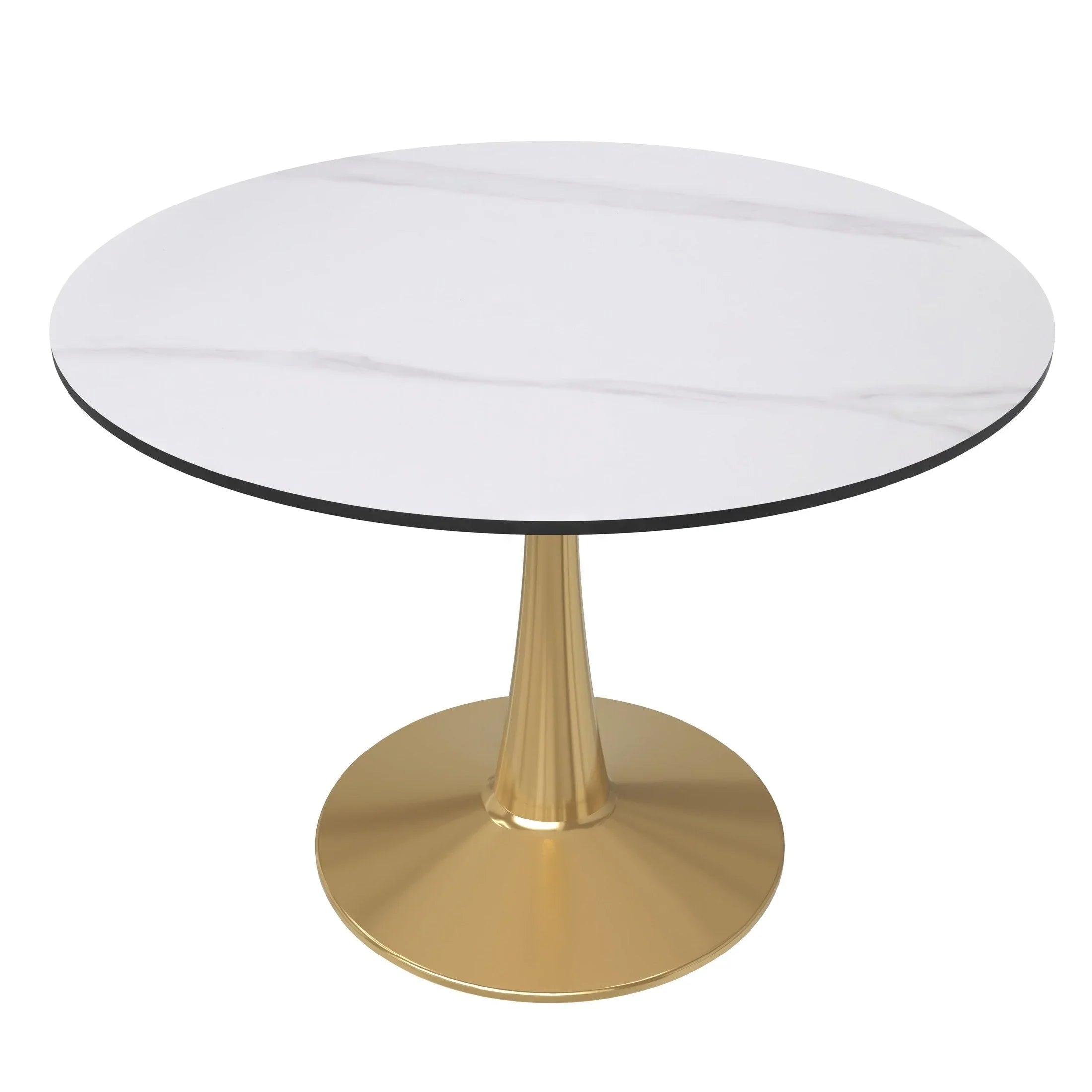 Bristol 40" Round Dining Table with Sintered Stone Tabletop in Gold Steel - Elax Furniture