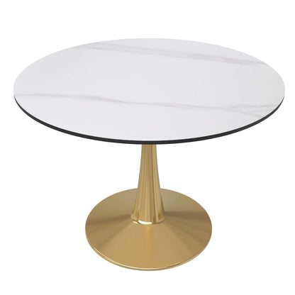 Bristol 40" Round Dining Table with Sintered Stone Tabletop in Gold Steel - Elax Furniture