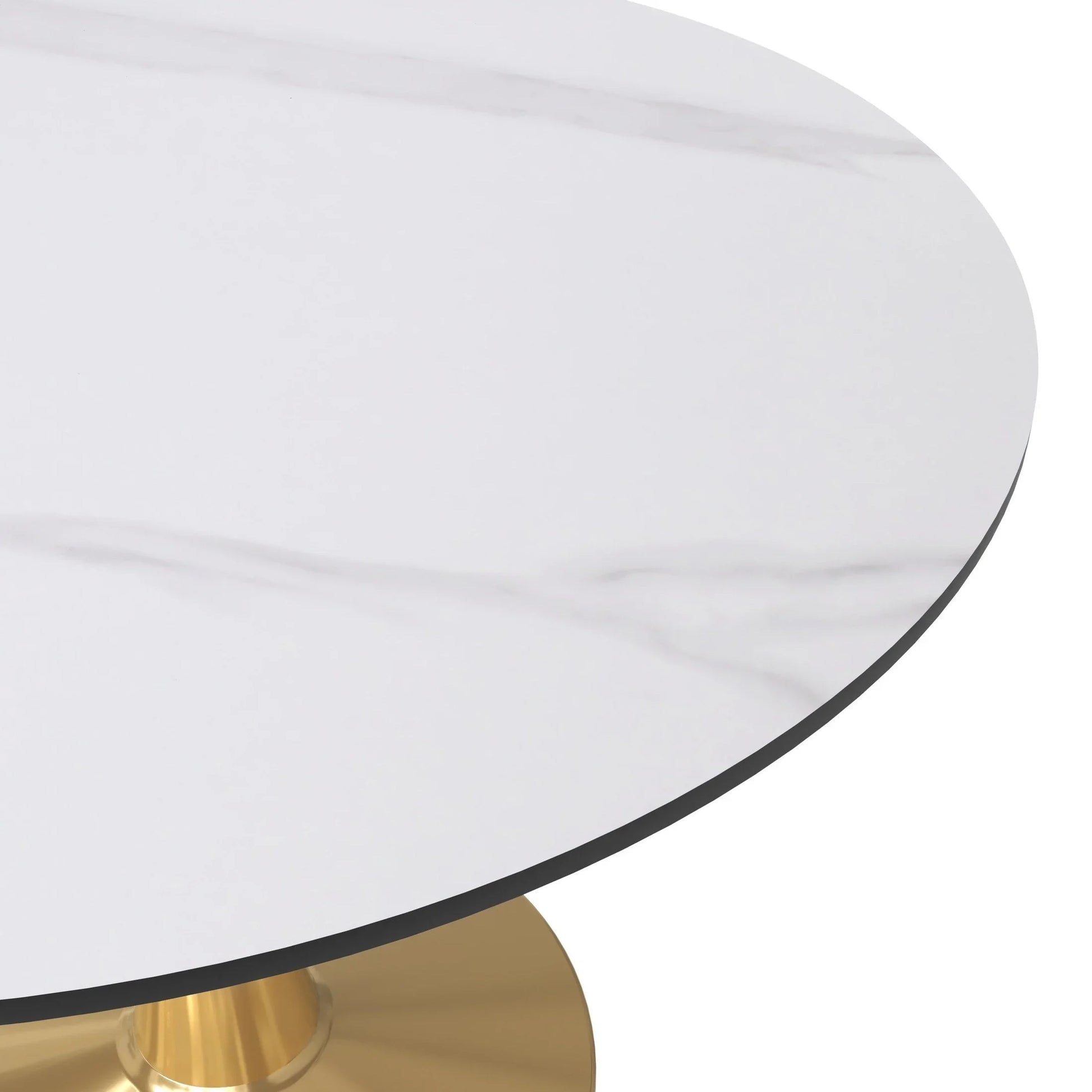 Bristol 40" Round Dining Table with Sintered Stone Tabletop in Gold Steel - Elax Furniture