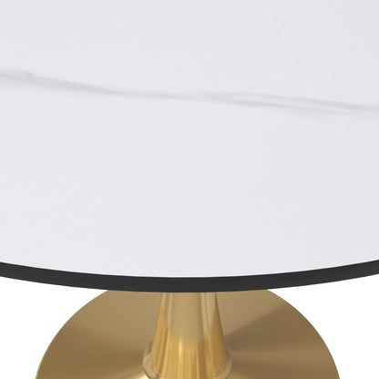 Bristol 40" Round Dining Table with Sintered Stone Tabletop in Gold Steel - Elax Furniture