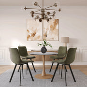 Bristol 24" Round Dining Table with Marbled Black Sintered Stone Top and Steel Pedestal Base - Elax Furniture