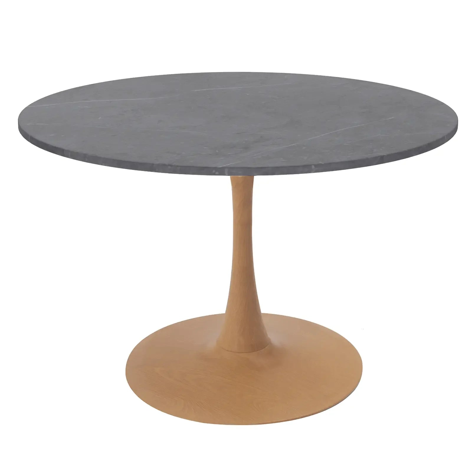 Bristol 36" Round Dining Table with Marbled Grey Sintered Stone Top and Steel Pedestal Base - Elax Furniture