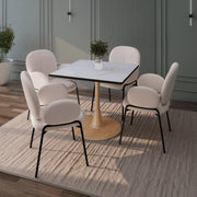 Bristol 27" Square Dining Table with Marbled White MDF Top and Steel Pedestal Base - Elax Furniture