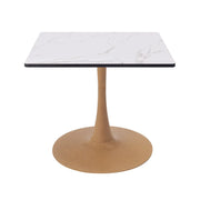 Bristol 27" Square Dining Table with Marbled White MDF Top and Steel Pedestal Base - Elax Furniture
