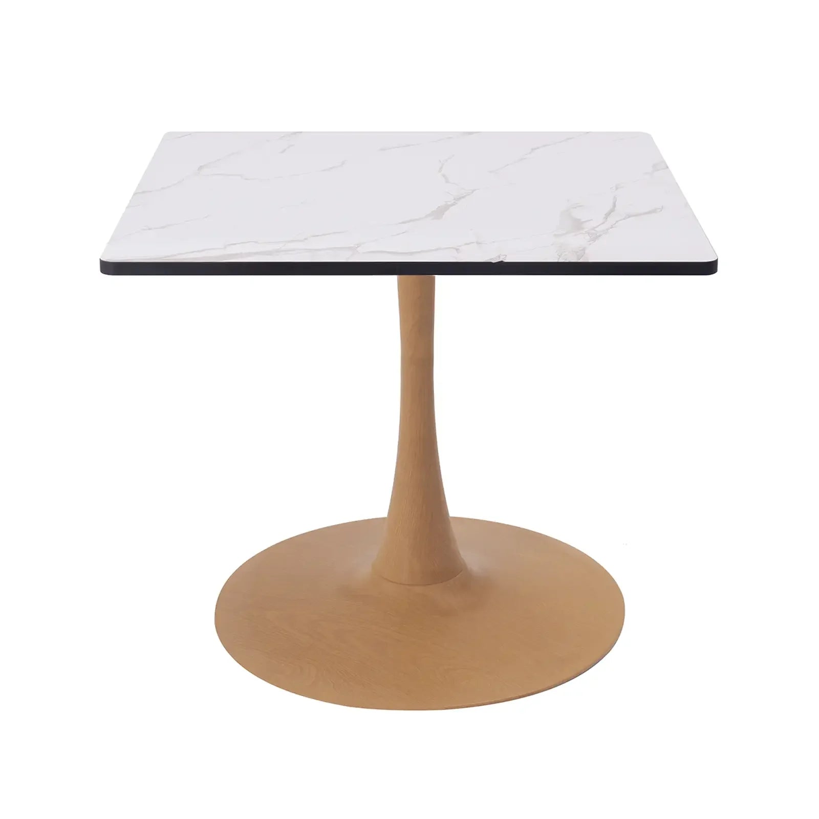 Bristol 27" Square Dining Table with Marbled White MDF Top and Steel Pedestal Base - Elax Furniture