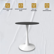 Bristol 24" Round Dining Table with MDF Wood Tabletop in White Steel - Elax Furniture