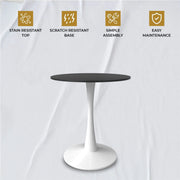 Bristol 24" Round Dining Table with MDF Wood Tabletop in White Steel - Elax Furniture