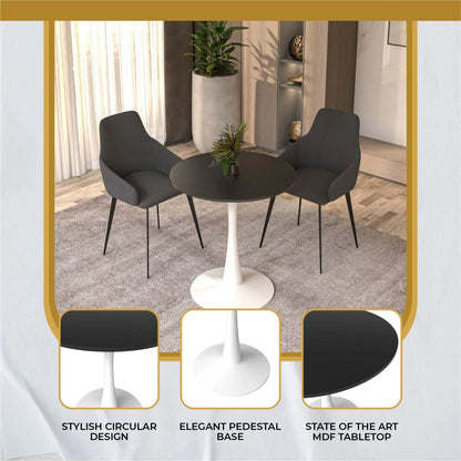 Bristol 24" Round Dining Table with MDF Wood Tabletop in White Steel - Elax Furniture