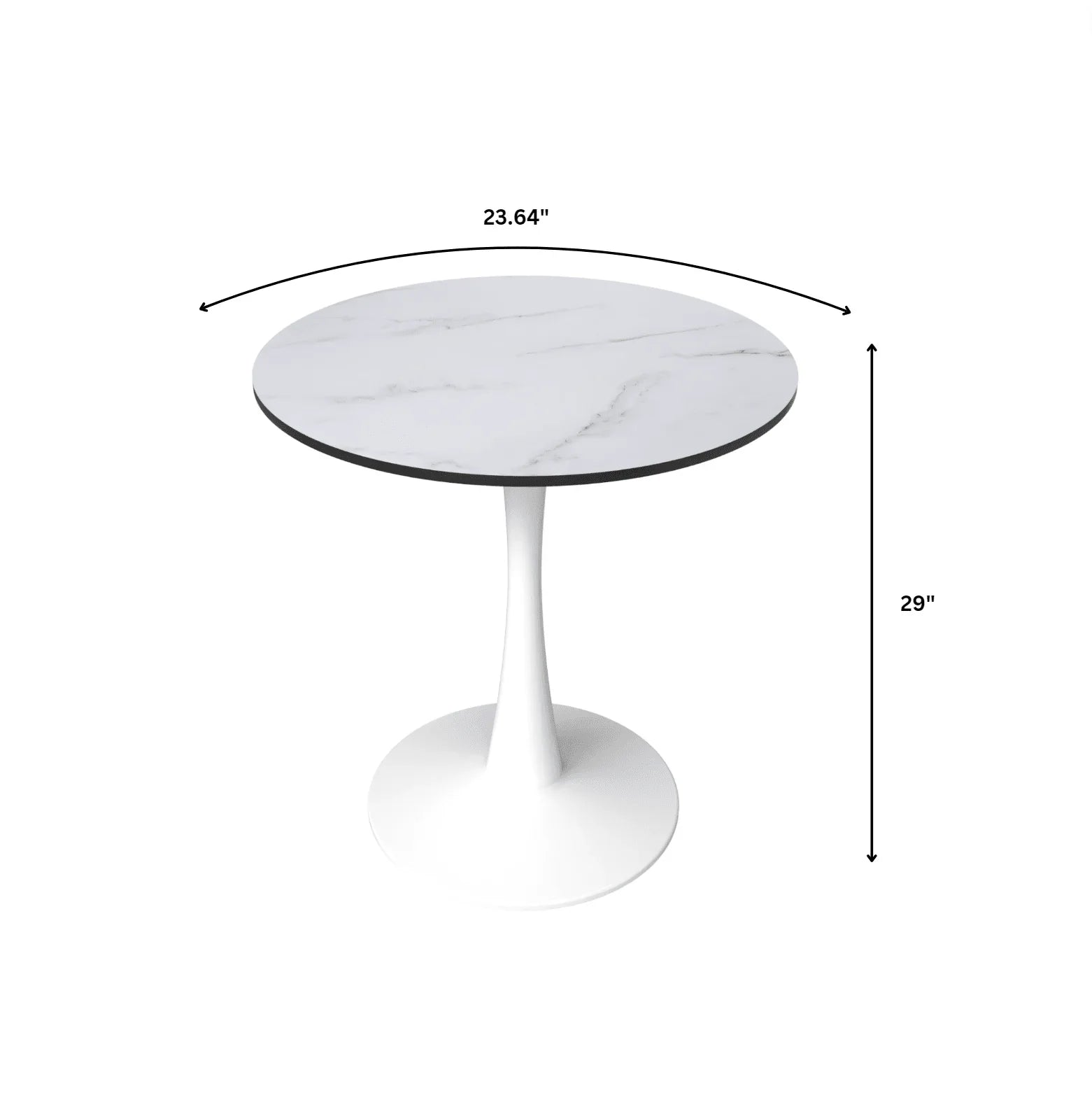 Bristol 24" Round Dining Table with MDF Wood Tabletop in White Steel - Elax Furniture