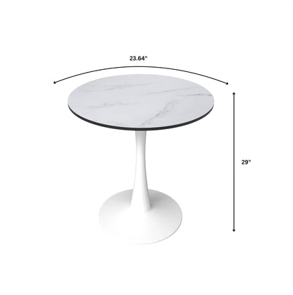 Bristol 24" Round Dining Table with MDF Wood Tabletop in White Steel - Elax Furniture