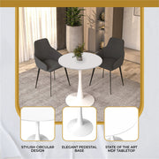 Bristol 24" Round Dining Table with MDF Wood Tabletop in White Steel - Elax Furniture