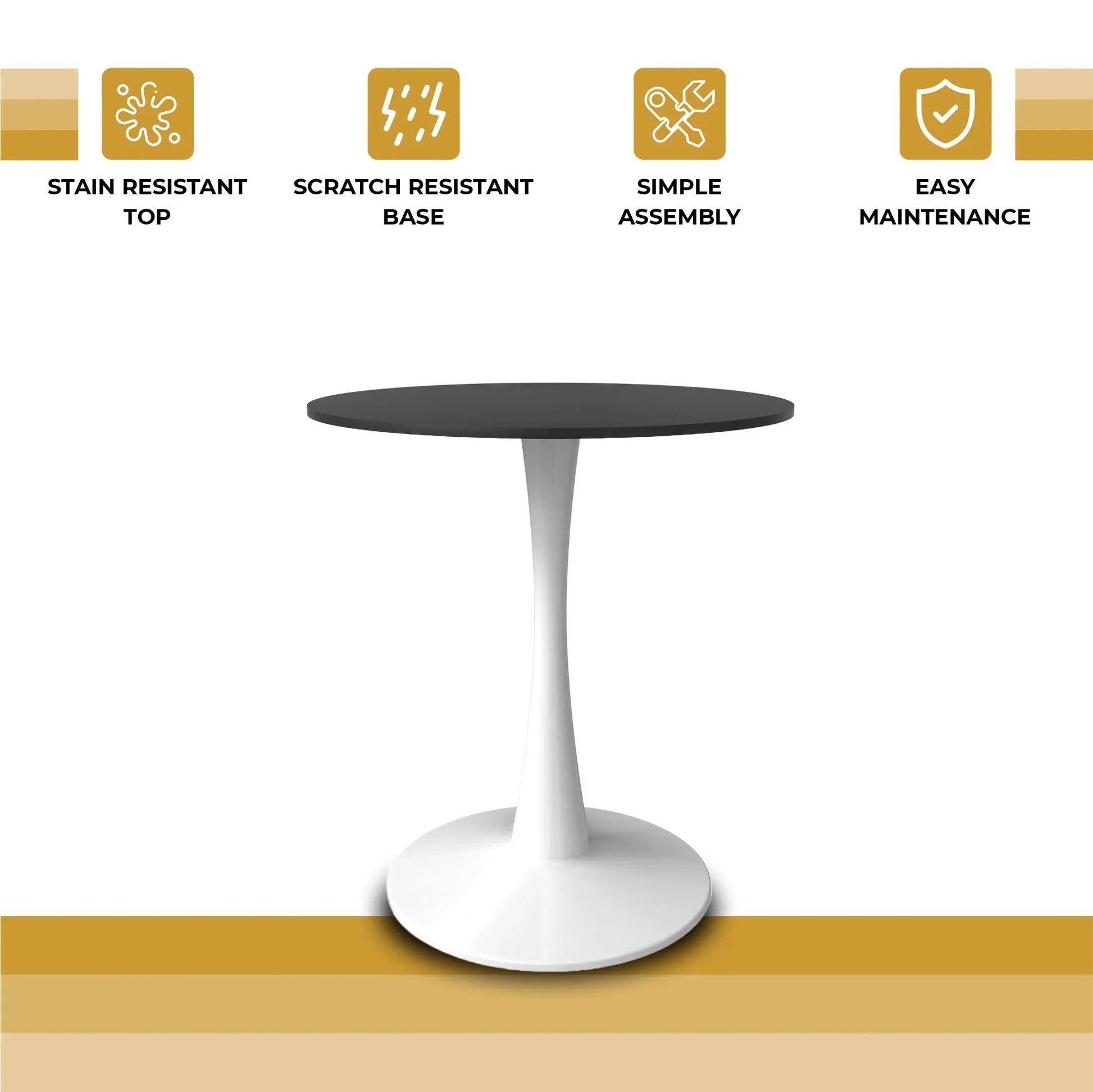 Bristol 27" Round Dining Table with MDF Wood Tabletop in White Steel - Elax Furniture