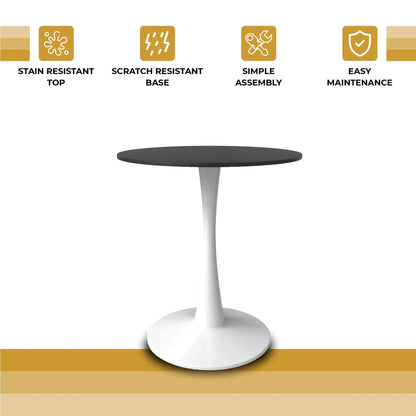 Bristol 27" Round Dining Table with MDF Wood Tabletop in White Steel - Elax Furniture