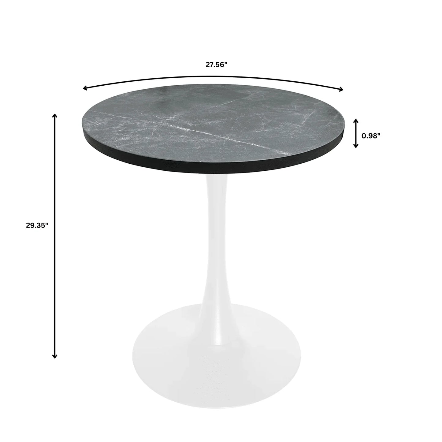 Bristol 27" Round Dining Table with MDF Tableop and White Iron Base - Elax Furniture