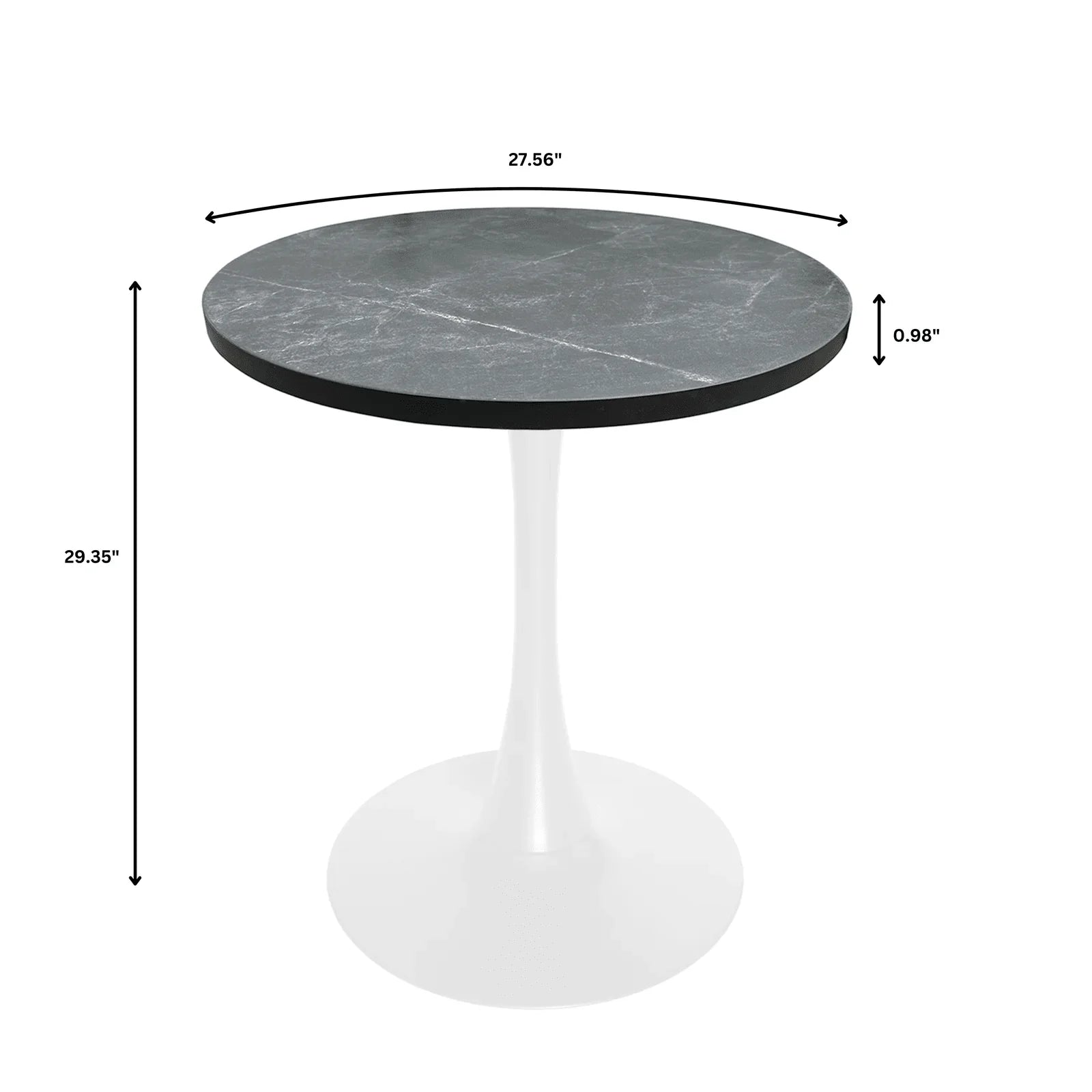 Bristol 27" Round Dining Table with MDF Tableop and White Iron Base - Elax Furniture