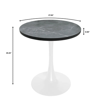 Bristol 27" Round Dining Table with MDF Tableop and White Iron Base - Elax Furniture
