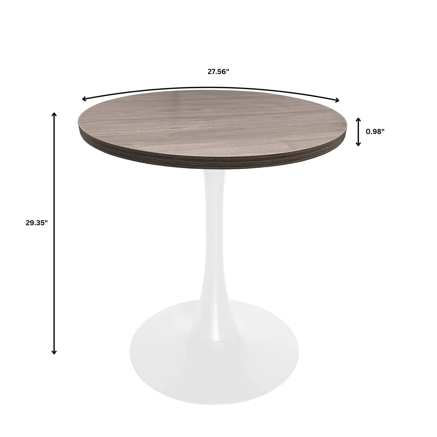 Bristol 27" Round Dining Table with MDF Tableop and White Iron Base - Elax Furniture