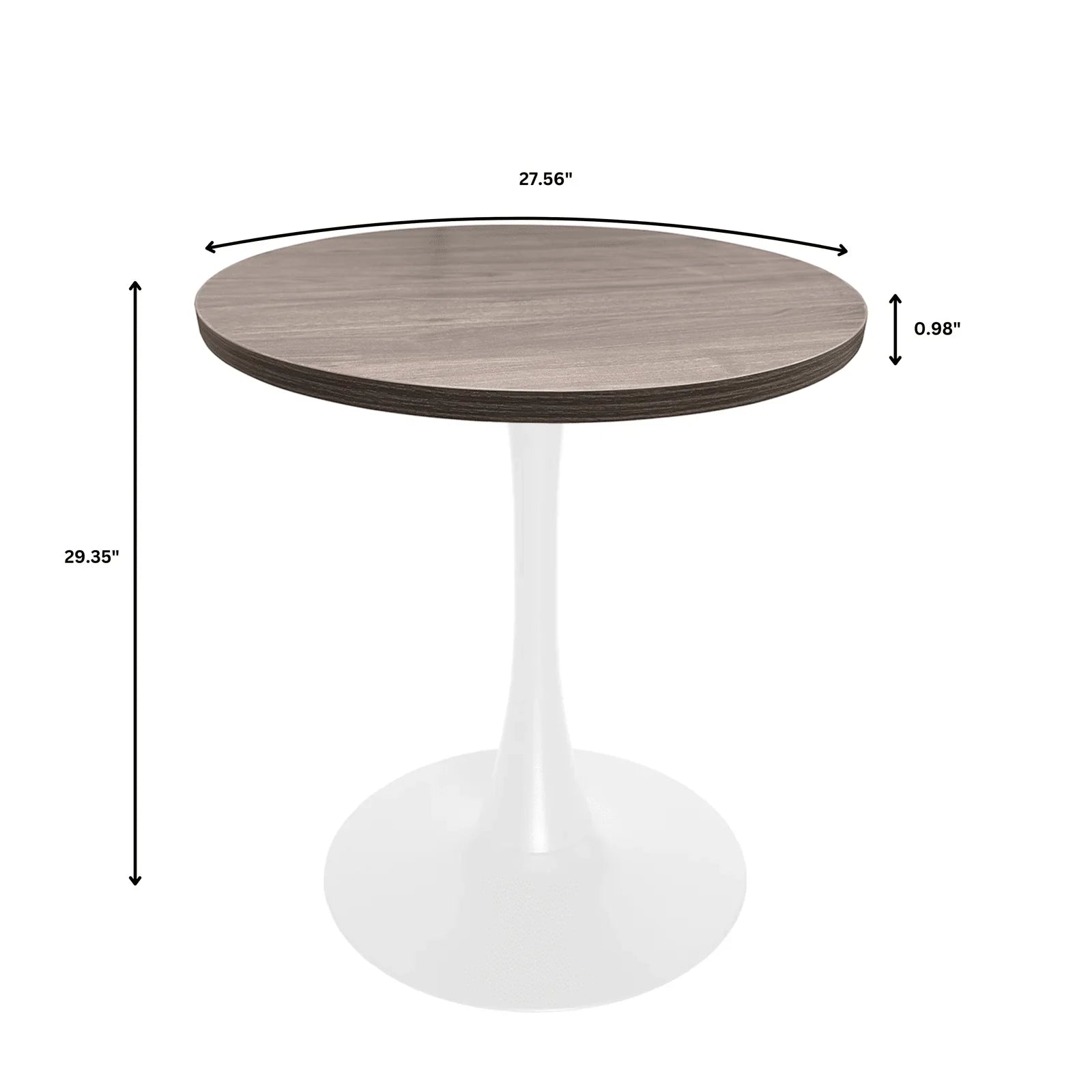 Bristol 27" Round Dining Table with MDF Tableop and White Iron Base - Elax Furniture
