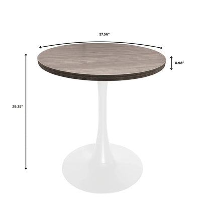 Bristol 27" Round Dining Table with MDF Tableop and White Iron Base - Elax Furniture