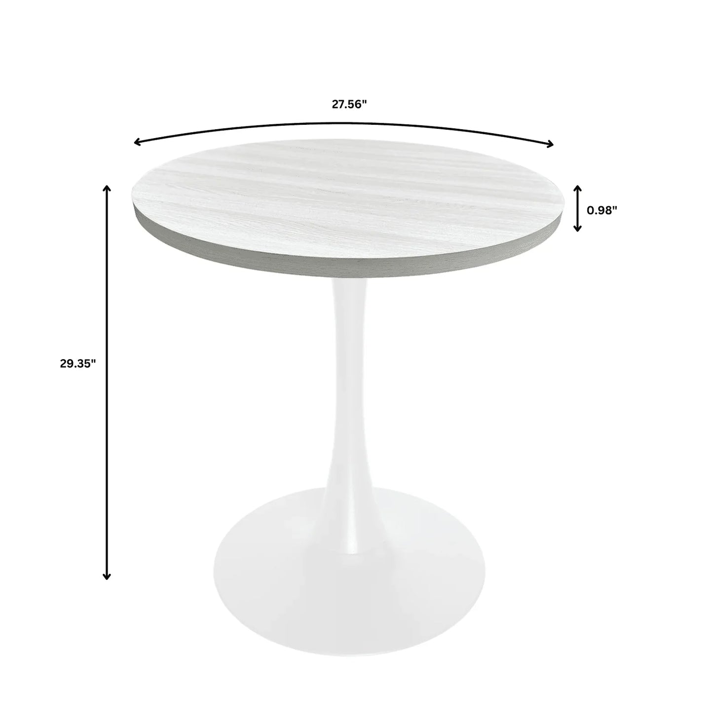 Bristol 27" Round Dining Table with MDF Tableop and White Iron Base - Elax Furniture