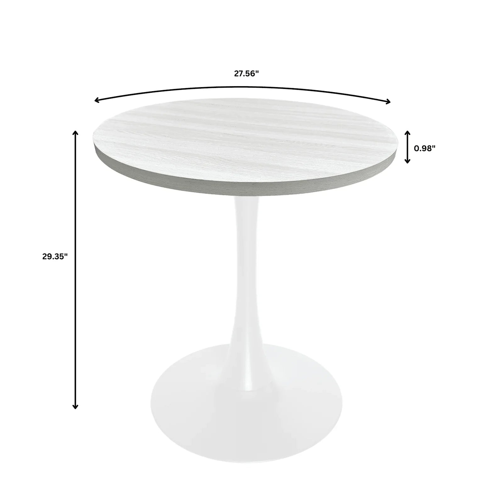 Bristol 27" Round Dining Table with MDF Tableop and White Iron Base - Elax Furniture