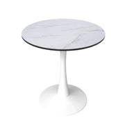 Bristol 27" Round Dining Table with MDF Wood Tabletop in White Steel - Elax Furniture