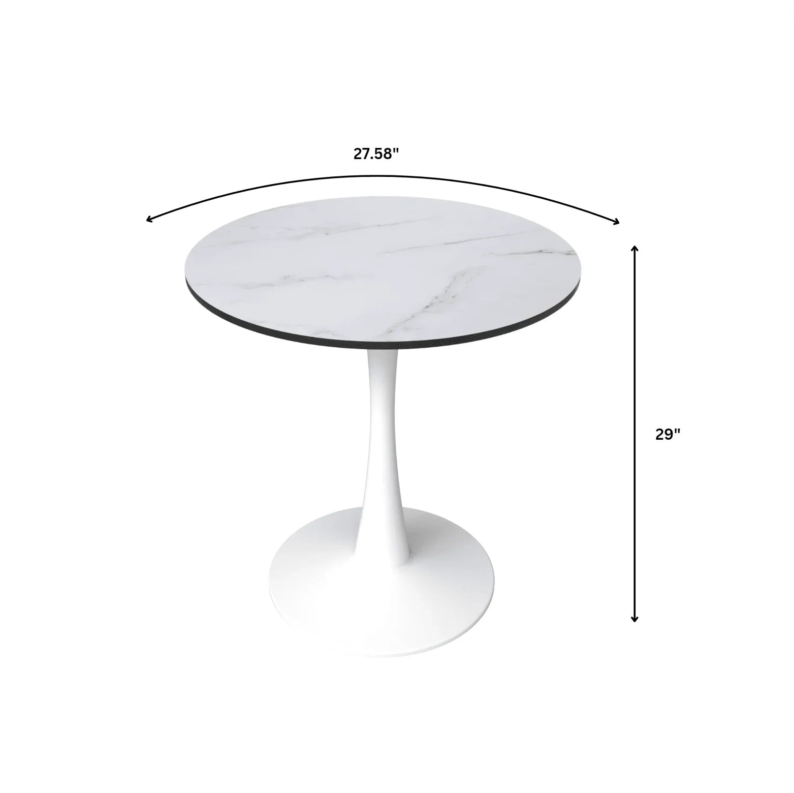 Bristol 27" Round Dining Table with MDF Wood Tabletop in White Steel - Elax Furniture