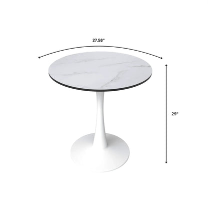 Bristol 27" Round Dining Table with MDF Wood Tabletop in White Steel - Elax Furniture