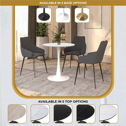 Bristol 27" Round Dining Table with MDF Wood Tabletop in White Steel - Elax Furniture