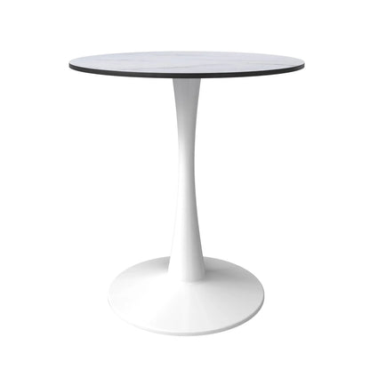 Bristol 27" Round Dining Table with MDF Wood Tabletop in White Steel - Elax Furniture