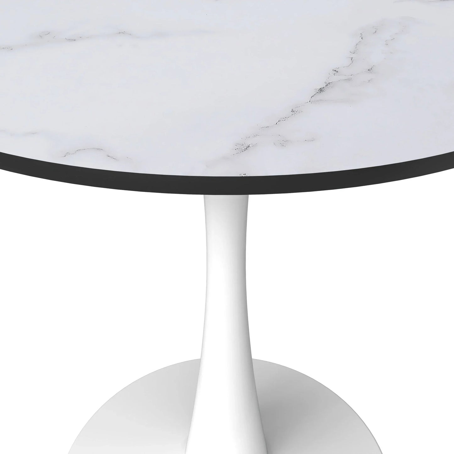 Bristol 27" Round Dining Table with MDF Wood Tabletop in White Steel - Elax Furniture