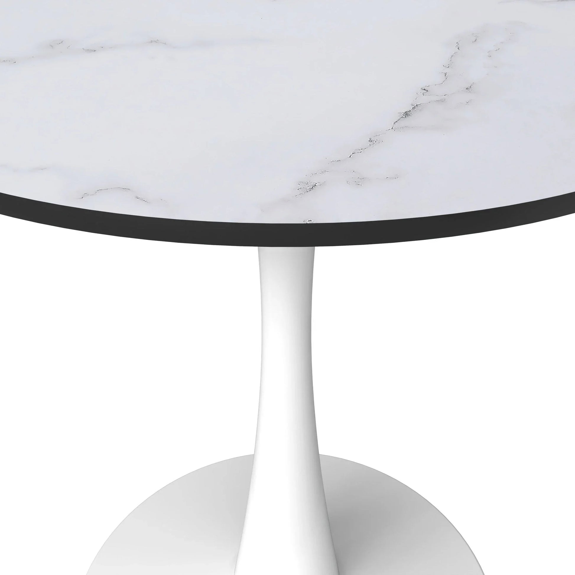 Bristol 27" Round Dining Table with MDF Wood Tabletop in White Steel - Elax Furniture