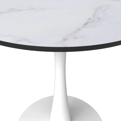 Bristol 27" Round Dining Table with MDF Wood Tabletop in White Steel - Elax Furniture