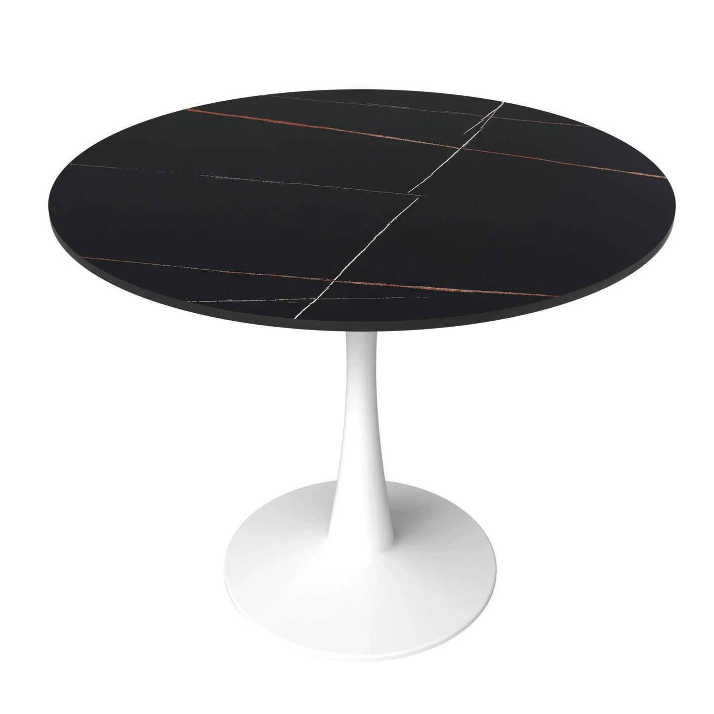 Bristol 31" Round Dining Table with Sintered Stone Tabletop in White Steel - Elax Furniture