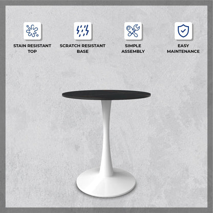 Bristol 31" Round Dining Table with Sintered Stone Tabletop in White Steel - Elax Furniture