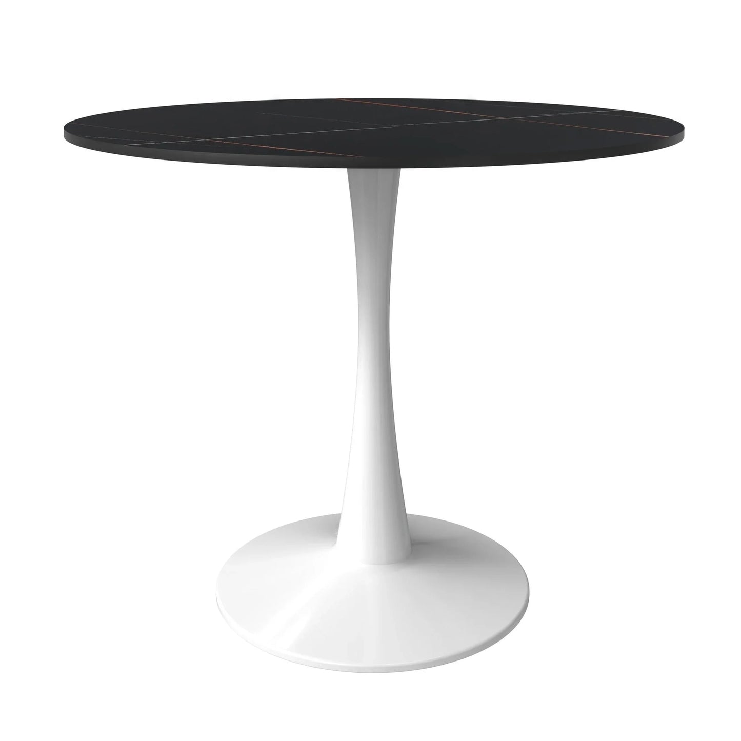 Bristol 31" Round Dining Table with Sintered Stone Tabletop in White Steel - Elax Furniture