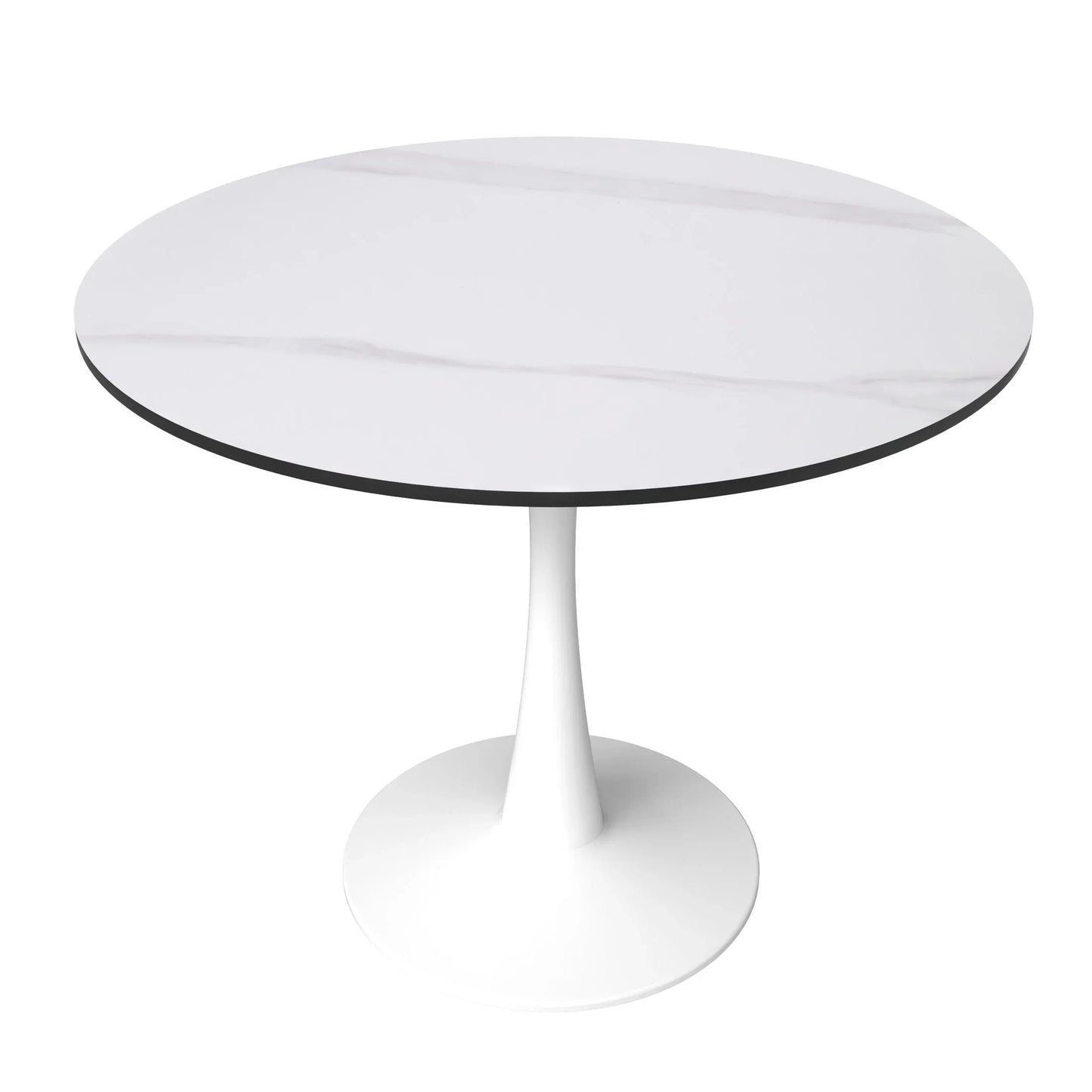 Bristol 31" Round Dining Table with Sintered Stone Tabletop in White Steel - Elax Furniture