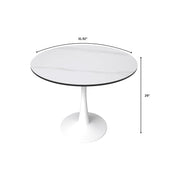 Bristol 31" Round Dining Table with Sintered Stone Tabletop in White Steel - Elax Furniture