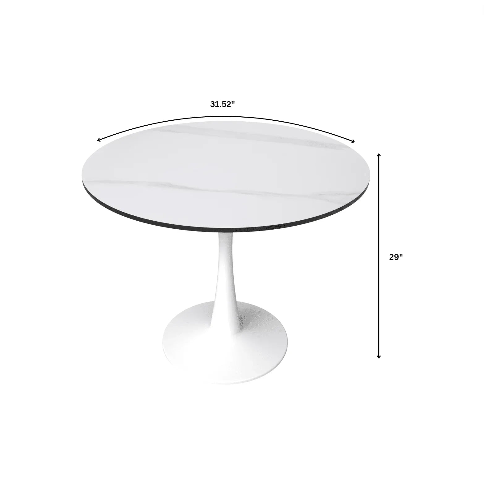 Bristol 31" Round Dining Table with Sintered Stone Tabletop in White Steel - Elax Furniture