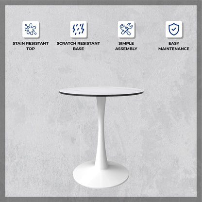 Bristol 31" Round Dining Table with Sintered Stone Tabletop in White Steel - Elax Furniture