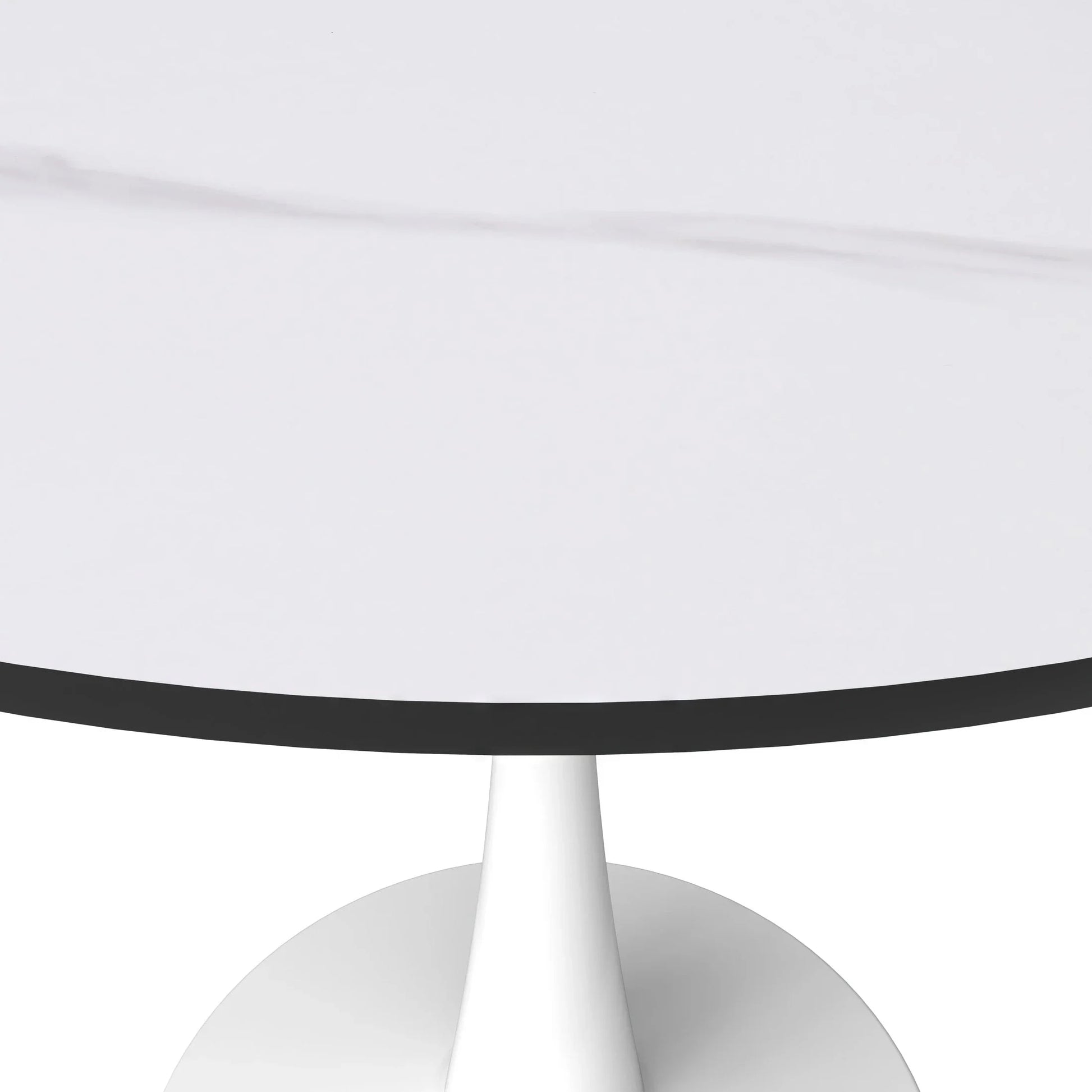 Bristol 31" Round Dining Table with Sintered Stone Tabletop in White Steel - Elax Furniture